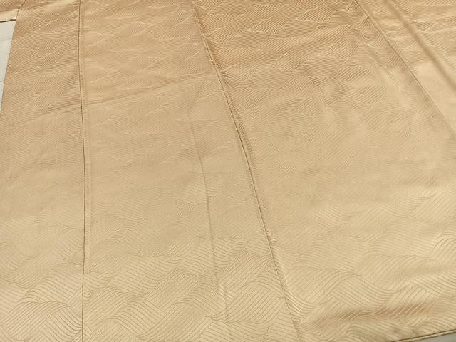 平和屋着物●上質な色無地 立波地紋 蜂蜜色 正絹 逸品 AABE1795fy