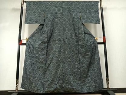 平和屋着物●本場大島紬　割り込み絣　正絹　逸品　AABE1802fy
