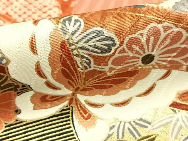 平和屋着物●豪華振袖　熨斗花蝶文　金彩　正絹　逸品　AABE1816fy 平和屋着物○豪華振袖 熨斗花蝶文 金彩 正絹 逸品 AABE1816fy