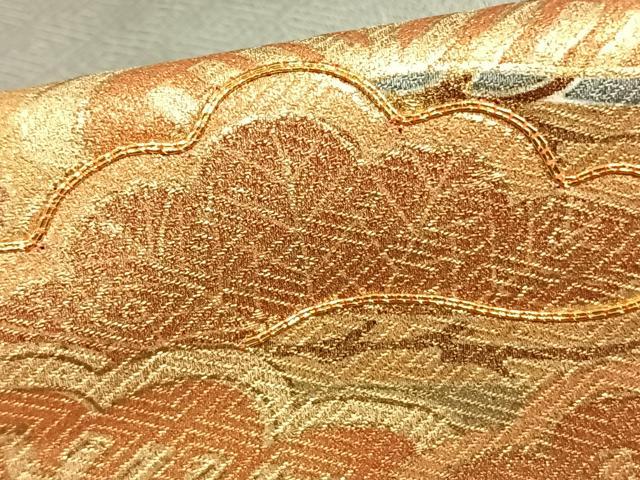 平和屋着物●豪華色留袖　駒刺繍　扇面熨斗花文　松　金彩　正絹　逸品　AABE1817fy