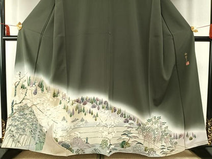 平和屋着物●川野栖山　訪問着　西芳寺　暈し染め　正絹　逸品　AABE1818fy