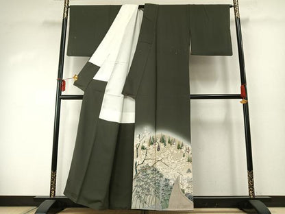 平和屋着物●川野栖山　訪問着　西芳寺　暈し染め　正絹　逸品　AABE1818fy