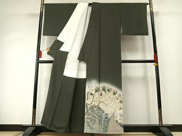平和屋着物●川野栖山　訪問着　西芳寺　暈し染め　正絹　逸品　AABE1818fy