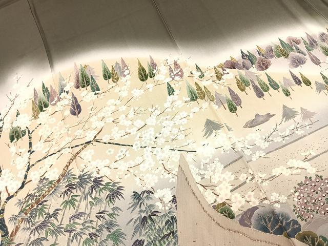 平和屋着物●川野栖山　訪問着　西芳寺　暈し染め　正絹　逸品　AABE1818fy