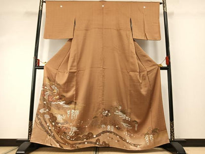 平和屋着物●豪華色留袖 御所車花鳥文 金彩 正絹 逸品 AABE1819fy