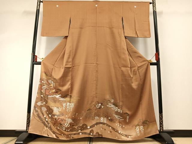平和屋着物●豪華色留袖 御所車花鳥文 金彩 正絹 逸品 AABE1819fy