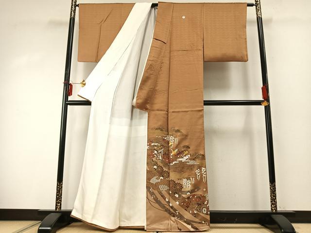 平和屋着物●豪華色留袖 御所車花鳥文 金彩 正絹 逸品 AABE1819fy