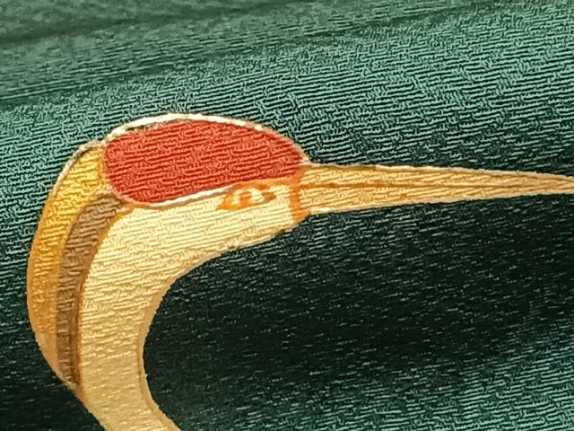 平和屋着物●訪問着　駒刺繍　鶴　金彩　ロング丈　正絹　逸品　AABE1822fy