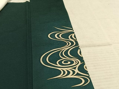 平和屋着物●訪問着　駒刺繍　鶴　金彩　ロング丈　正絹　逸品　AABE1822fy