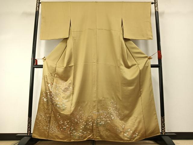 平和屋着物●色留訪問着　駒刺繍　風景花文　金彩　正絹　逸品　AABE1823fy