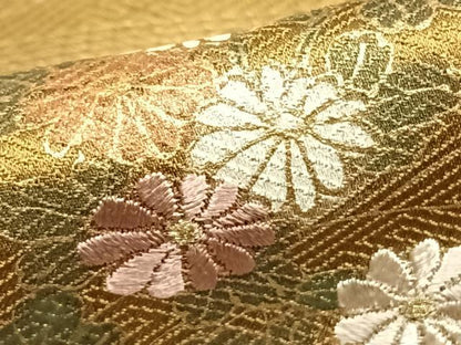平和屋着物●色留訪問着　駒刺繍　風景花文　金彩　正絹　逸品　AABE1823fy