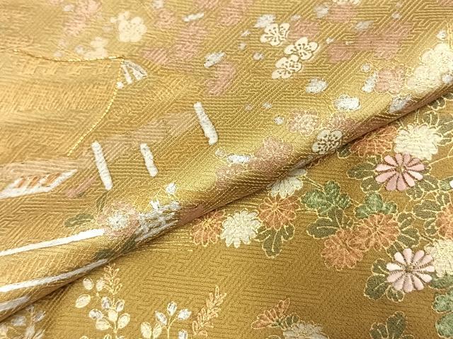 平和屋着物●色留訪問着　駒刺繍　風景花文　金彩　正絹　逸品　AABE1823fy