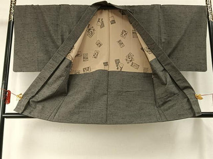 平和屋着物●男性 紬 アンサンブル 霞文 正絹 逸品 未使用 AABE1824fy