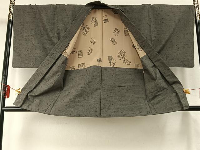 平和屋着物●男性 紬 アンサンブル 霞文 正絹 逸品 未使用 AABE1824fy