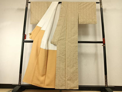 平和屋着物●上質な紬 縞 正絹 逸品 AABE1829fy