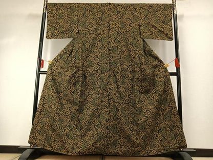 平和屋着物●本場大島紬 一元絣 枝葉文 正絹 逸品 AABE1833fy