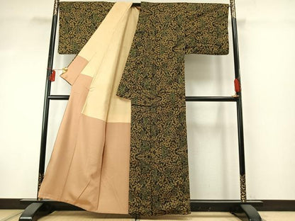 平和屋着物●本場大島紬 一元絣 枝葉文 正絹 逸品 AABE1833fy
