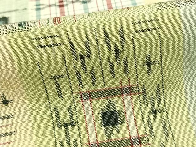 平和屋着物●上質な紬 市松文様 正絹 逸品 AABE1834fy