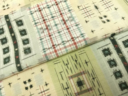 平和屋着物●上質な紬 市松文様 正絹 逸品 AABE1834fy