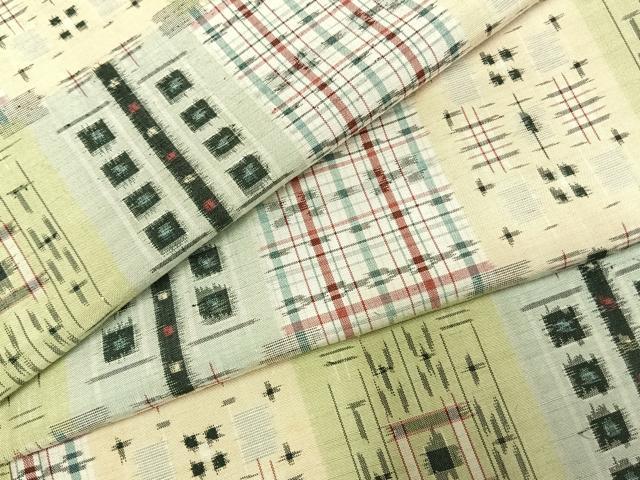 平和屋着物●上質な紬 市松文様 正絹 逸品 AABE1834fy