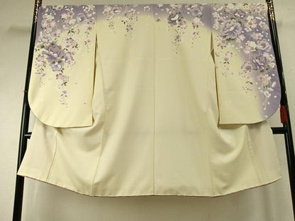 平和屋着物●小振袖　二尺袖　草花文　暈し染め　金彩　洗える着物　AABE1843fy