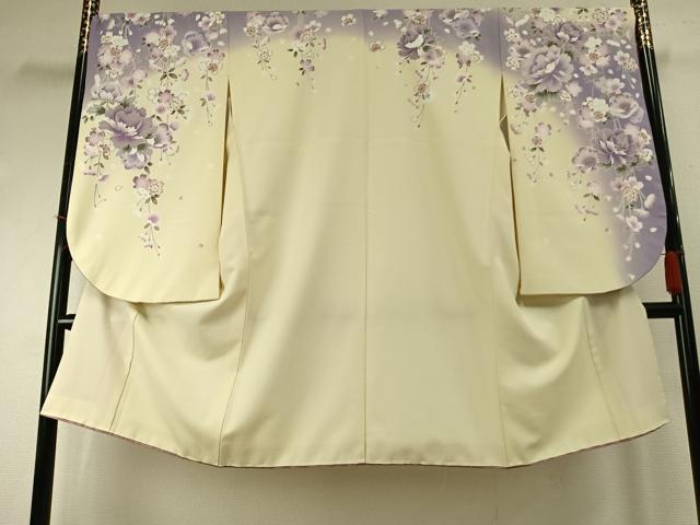 平和屋着物●小振袖　二尺袖　草花文　暈し染め　金彩　洗える着物　AABE1843fy