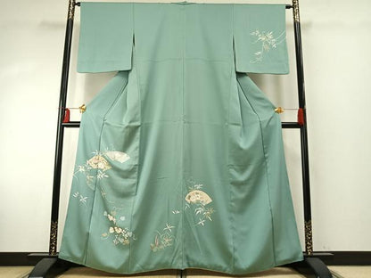平和屋着物●訪問着 蔦の葉地紙花文 金彩 正絹 逸品 AABE1848fy