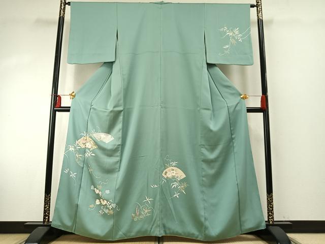 平和屋着物●訪問着 蔦の葉地紙花文 金彩 正絹 逸品 AABE1848fy