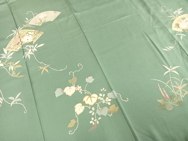 平和屋着物●訪問着 蔦の葉地紙花文 金彩 正絹 逸品 AABE1848fy