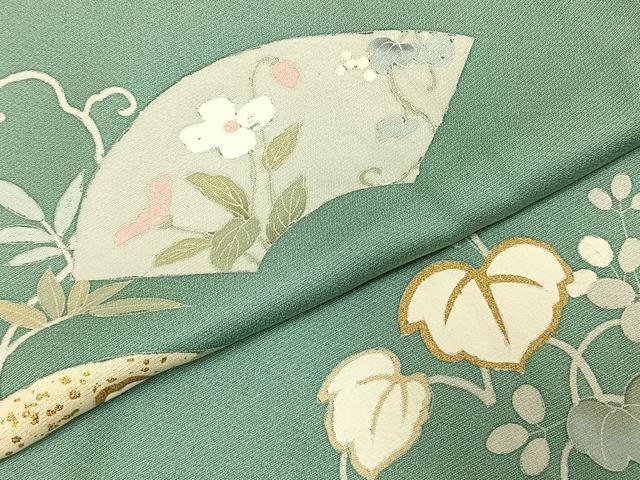 平和屋着物●訪問着 蔦の葉地紙花文 金彩 正絹 逸品 AABE1848fy