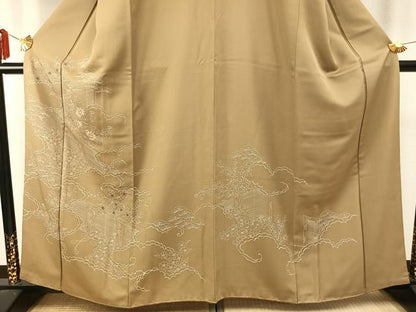 平和屋着物●訪問着 刺繍 雲取り草花文 金糸 正絹 逸品 AABE1849fy