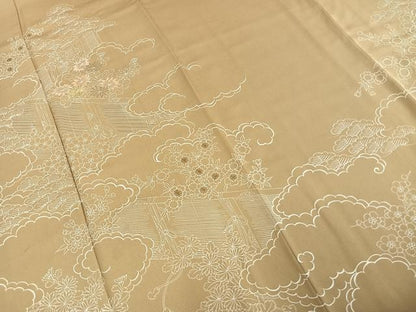平和屋着物●訪問着 刺繍 雲取り草花文 金糸 正絹 逸品 AABE1849fy