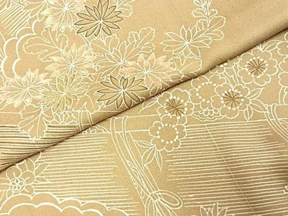 平和屋着物●訪問着 刺繍 雲取り草花文 金糸 正絹 逸品 AABE1849fy