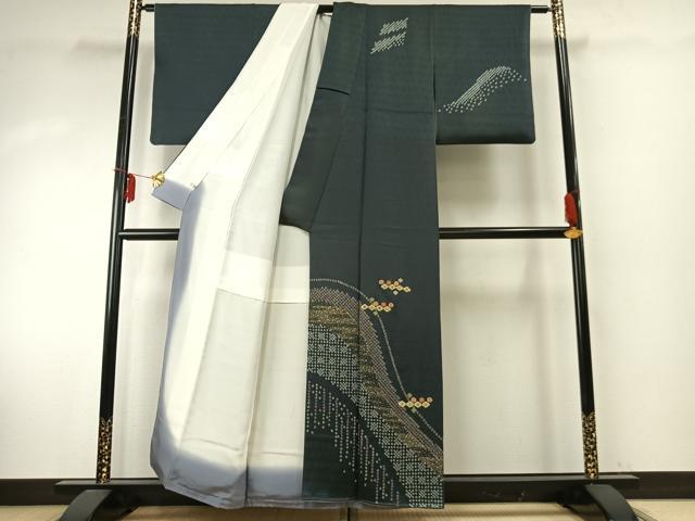 平和屋着物○訪問着 駒刺繍 舞花文 金糸 金彩 正絹 逸品 AABE1851fy