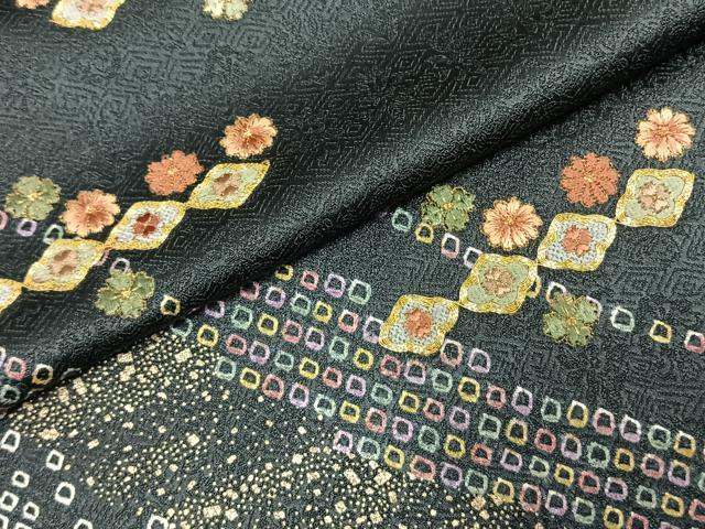 平和屋着物○訪問着 駒刺繍 舞花文 金糸 金彩 正絹 逸品 AABE1851fy