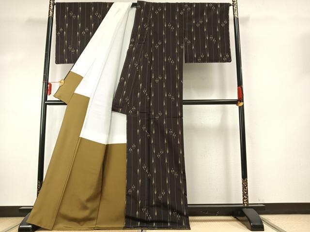 平和屋着物●上質な紬　琉球絣　正絹　逸品　未使用　AABE1852fy