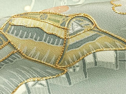 平和屋着物●訪問着　友禅　駒刺繍　立波風景文　暈し染め　金彩　正絹　逸品　AABE1859fy