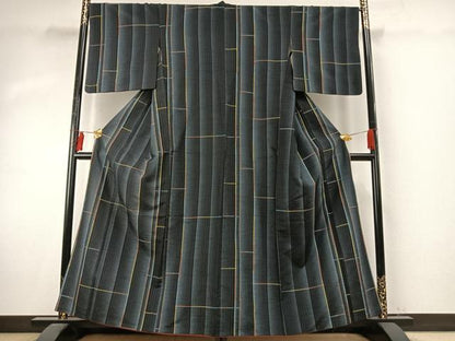 平和屋着物●上質な紬 縞 正絹 逸品 AABE1877fy