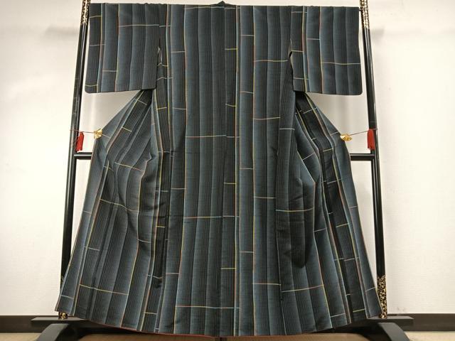 平和屋着物●上質な紬 縞 正絹 逸品 AABE1877fy