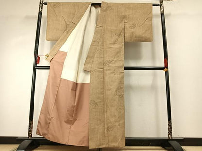 平和屋着物●結城紬 100亀甲 飛び亀甲柄 正絹 逸品 AABE1887fy