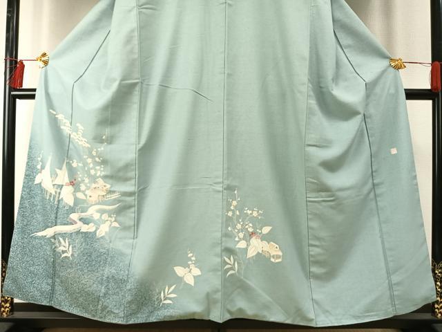 平和屋着物●訪問着 紬地 作家物 風景花文 金彩 正絹 逸品 AABE1895fy