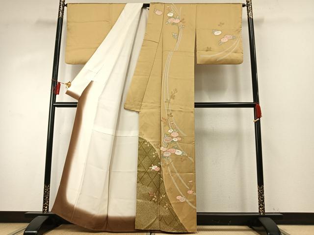 平和屋着物●訪問着　草花文　金彩　正絹　逸品　AABE1897fy