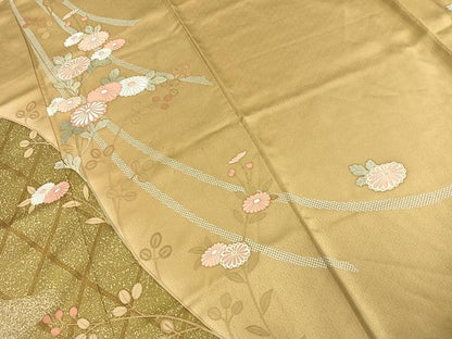 平和屋着物●訪問着　草花文　金彩　正絹　逸品　AABE1897fy