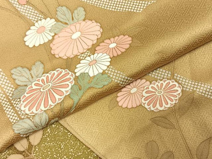 平和屋着物●訪問着　草花文　金彩　正絹　逸品　AABE1897fy