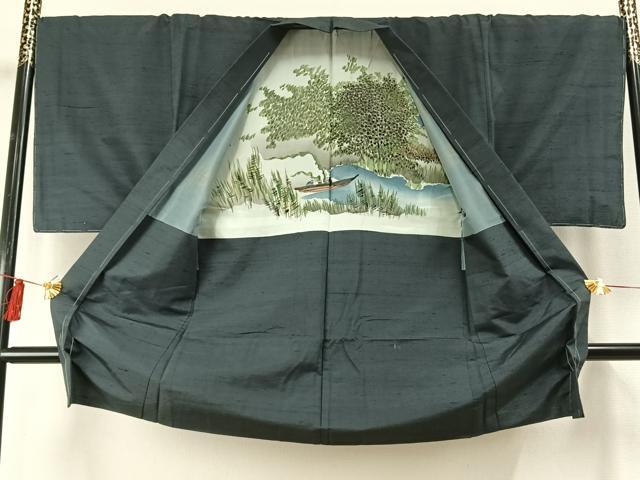 平和屋着物○男性 紬 アンサンブル 霞文 正絹 逸品 未使用 AABE1902fy