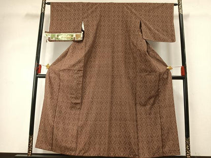 平和屋着物●結城玉紬　80亀甲　亀甲花文　結織苑　証紙付き　正絹　逸品　AABE1908fy
