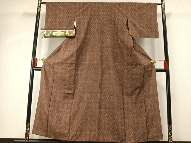 平和屋着物●結城玉紬　80亀甲　亀甲花文　結織苑　証紙付き　正絹　逸品　AABE1908fy