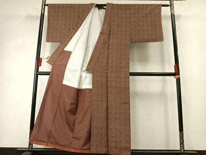 平和屋着物●結城玉紬　80亀甲　亀甲花文　結織苑　証紙付き　正絹　逸品　AABE1908fy