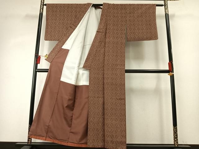 平和屋着物●結城玉紬　80亀甲　亀甲花文　結織苑　証紙付き　正絹　逸品　AABE1908fy