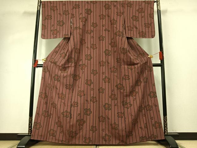 平和屋着物●撫松庵　小紋　舞花文　洗える着物　未使用　AABE1910fy